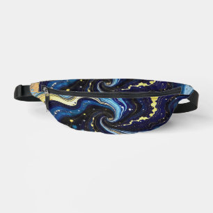 Lebendige Wirbel aus Blau und Gold 3 Bauchtasche