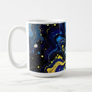 Lebendige Wirbel aus Blau und Gold 4 Kaffeetasse