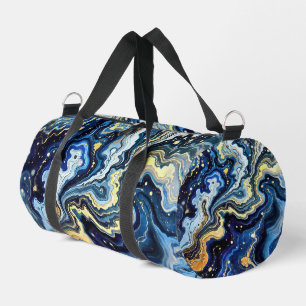Lebendige Wirbel aus Blau und Gold 5 Duffle Bag