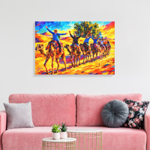 Lebendige Wüstenkamel-Safari-Ölgemälde Leinwand