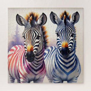 Lebendige Zebraduett-Wasserfarben-Pointillismus-Ku