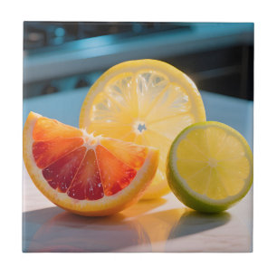 Lebendige Zitrus Scheiben Grapefruit Zitrone Limet Fliese