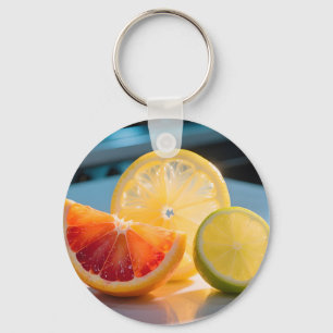 Lebendige Zitrus Scheiben Grapefruit Zitrone Limet Schlüsselanhänger