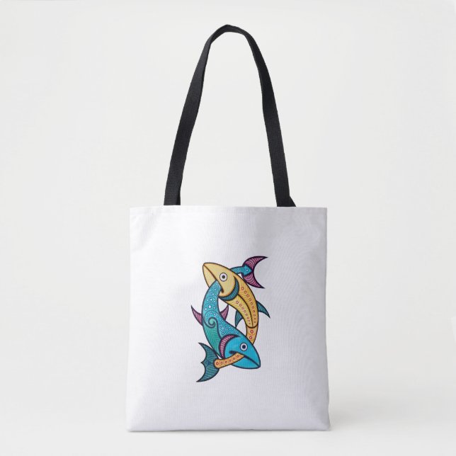 Lebendige Zwillingfische Tasche (Vorderseite)