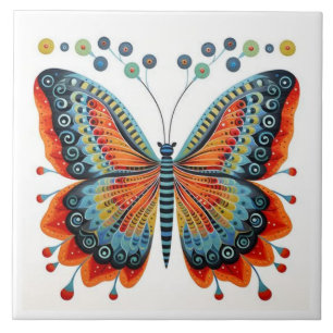 Lebendiger abstrakter Schmetterling Fliese