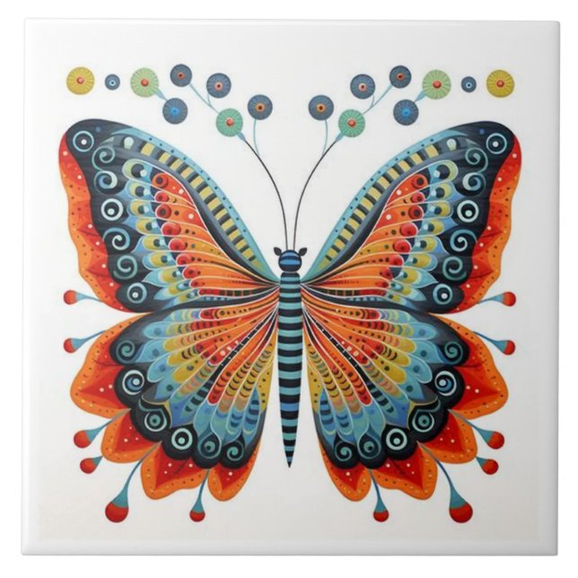 Lebendiger abstrakter Schmetterling Fliese (Vorderseite)