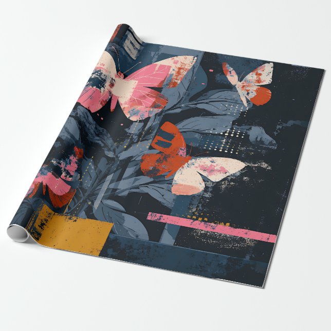Lebendiger abstrakter Schmetterlingsflug (6) Geschenkpapier (Ungerollt)