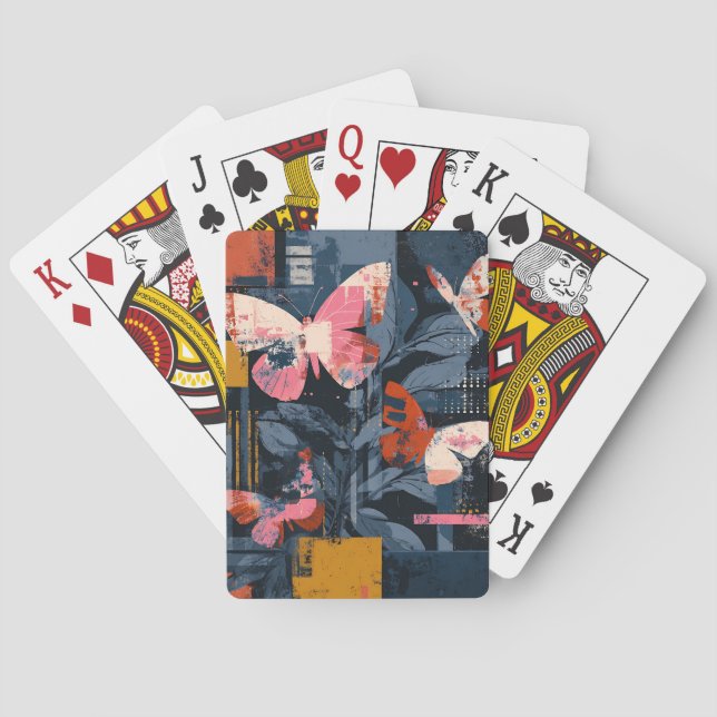 Lebendiger abstrakter Schmetterlingsflug (6) Spielkarten (Rückseite)