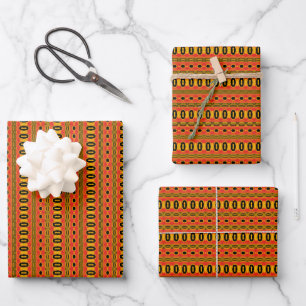 Lebendiger afrikanischer Streifen Geschenkpapier Set