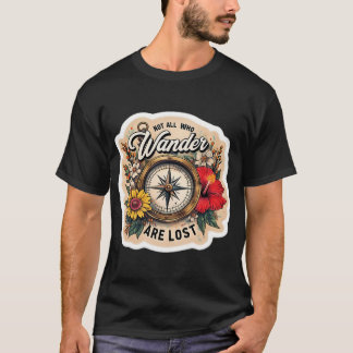 Lebendiger Antik-Messingkompass umgeben von Farben T-Shirt