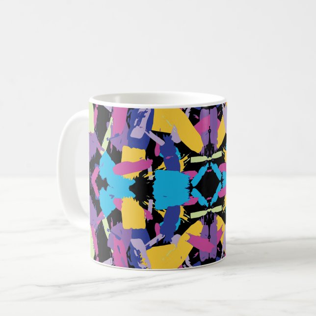 Lebendiger Ausbruch: Zufällige Farbspritzer Kaffeetasse (Vorderseite Links)