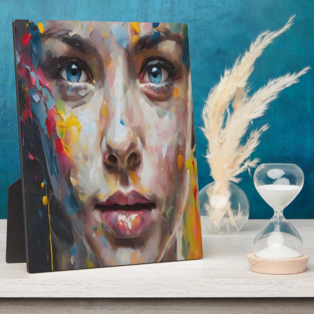 Lebendiger Ausdruck – Abstrakte Porträtkunst Fotoplatte (Seite)