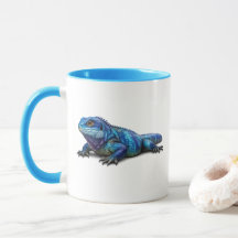 Lebendiger blauer Leguan-Echsen-Grafik Zweifarben-