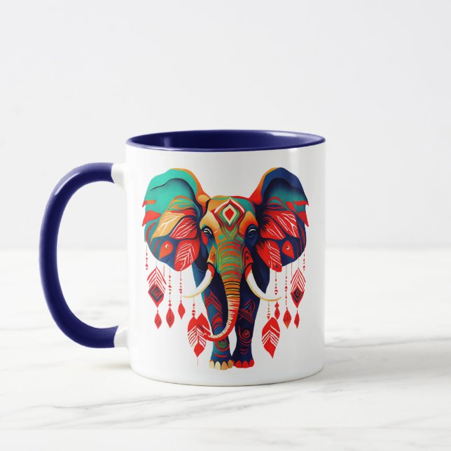 Lebendiger Boho-Chic-Elefant Tasse (Links)