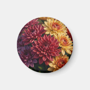 Lebendiger Dahlien-Blumenstrauß Magnet