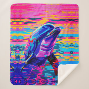 Lebendiger Delfin – Farbiger Ozeantraum Sherpadecke