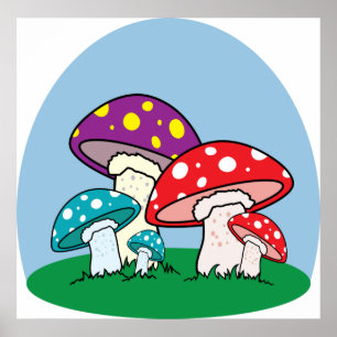 Lebendiger Fliegenpilz-Pilzgarten Poster