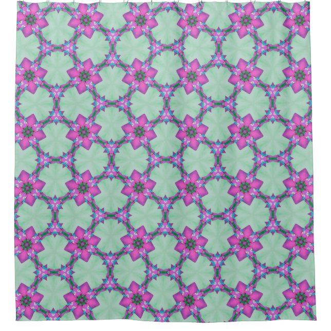 Lebendiger florale geometrischer Duschvorhang (Vorderseite)