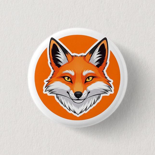 Lebendiger Fuchskopf Button (Vorderseite)