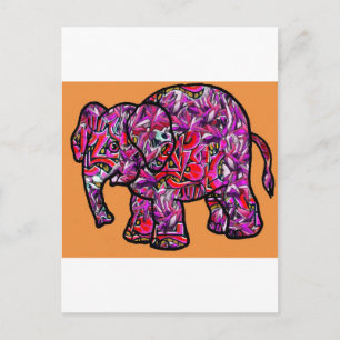 lebendiger Funky Graffiti-Elefant Postkarte