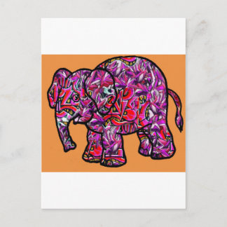 lebendiger Funky Graffiti-Elefant Postkarte