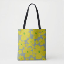 Lebendiger gelber Blumenmuster-Tote-Bag in Salbeig