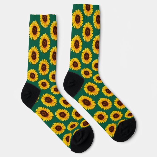 Lebendiger gelber Sonnenblumenblüten Socken (Rechts)