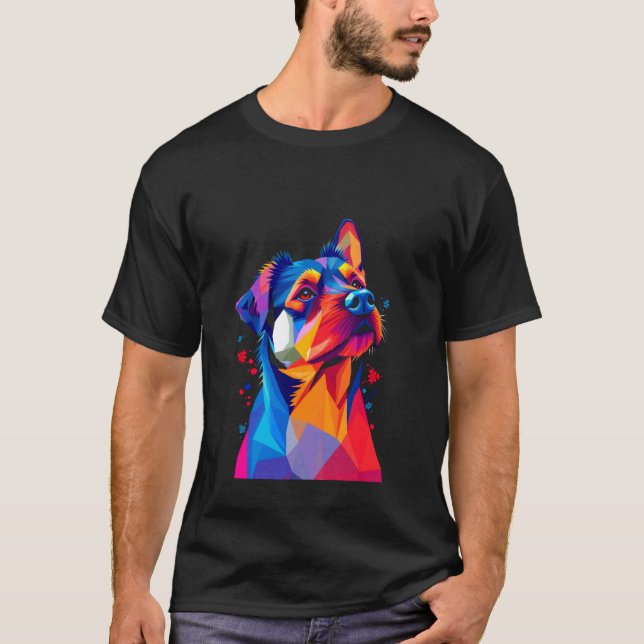 Lebendiger geometrischer Hund T-Shirt (Vorderseite)