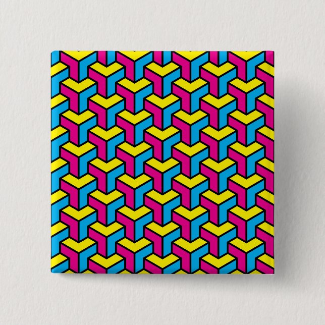 Lebendiger geometrischer optische Illusionsblock C Button (Vorderseite)