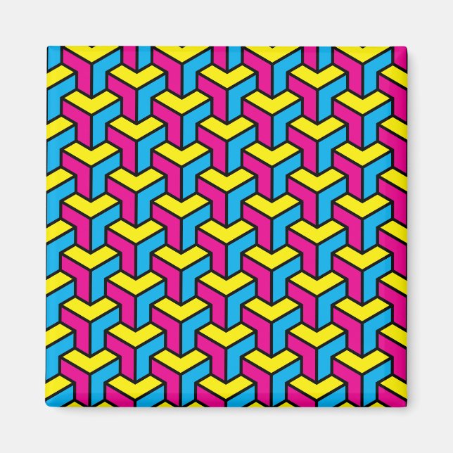 Lebendiger geometrischer optische Illusionsblock C Magnet (Vorne)