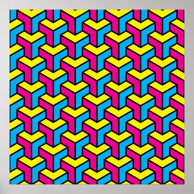 Lebendiger geometrischer optische Illusionsblock C Poster (Vorne)
