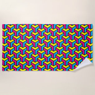 Lebendiger geometrischer optische Illusionsblock C Strandtuch