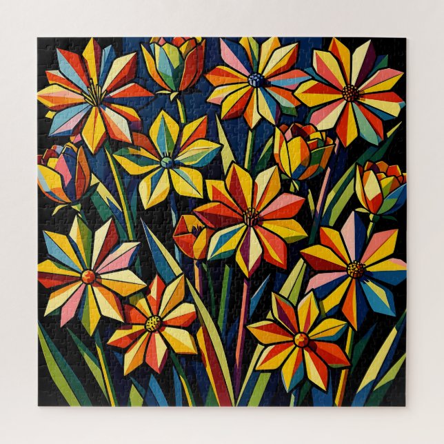 Lebendiger geometrischer Regenbogen-Blumenstrauß (Vertikal)