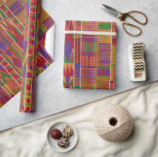 Lebendiger gewebter Kente-Stoff Textil-inspirierte Geschenkpapier