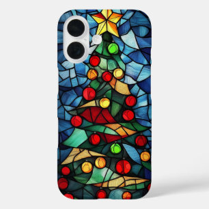 Lebendiger Glasmalerei-Weihnachtsbaum iPhone 16 Hülle