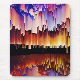 Lebendiger Glitch-Sonnenuntergang-Horizont Mousepad