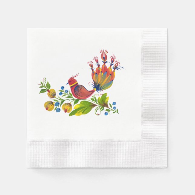 Lebendiger Glücksvogel Serviette (Vorderseite)