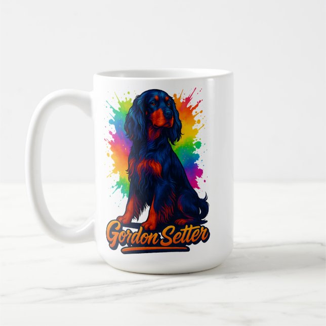 Lebendiger Gordon Setter Pop Art Kaffeetasse (Links)