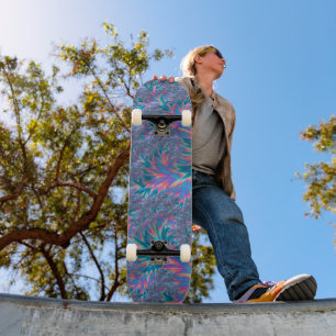 Lebendiger Groovy Trippy Bohemian Türkis Korallen Skateboard