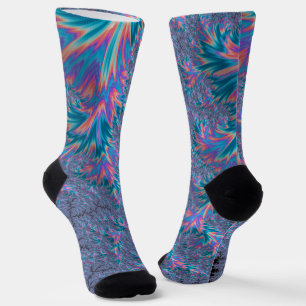 Lebendiger Groovy Trippy Bohemian Türkis Korallen  Socken