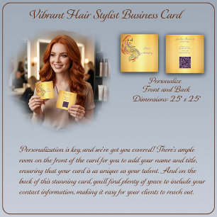 Lebendiger Hairstylist - Farbige Bleistift-Porträt Quadratische Visitenkarte