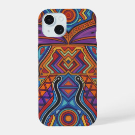 Lebendiger Huichol-Tiergeist-Handyhülle iPhone 15 Hülle