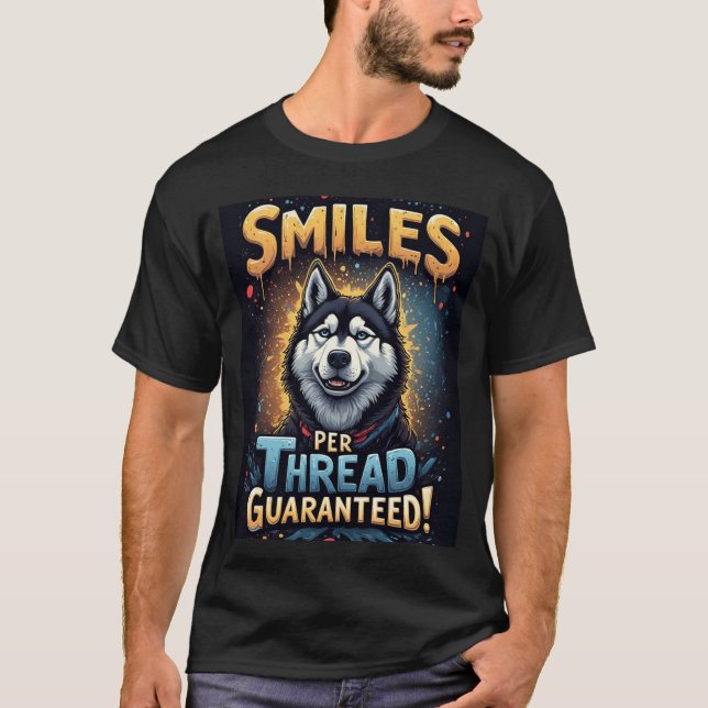 Lebendiger Husky mit kühner Typografie T-Shirt (Vorderseite)