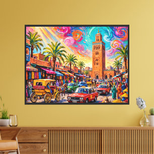 Lebendiger impressionistischer Marrakech Jemaa El- Leinwanddruck