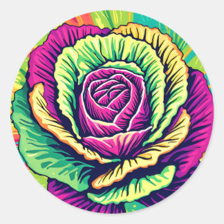 Lebendiger Kohl Pop Art Runder Aufkleber