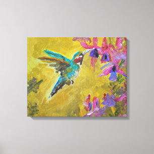 Lebendiger Kolibri- und Fuchsien-Garten Leinwanddruck