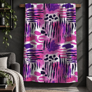 Lebendiger Leopard Tiger Magenta Rosa Decke Dekor Sherpadecke