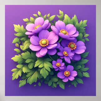 Lebendiger lila Blumenstrauß Poster