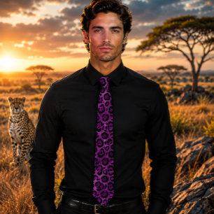 Lebendiger Lila Leopard Krawatte
