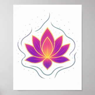 Lebendiger Lotusblumen-Yoga-Wandkunstposter Poster
